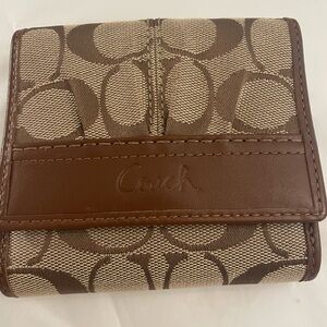 Coach Signature Brown and Cream Wallet